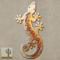 165033 - 24-inch large S-Shaped Gecko 3D Metal Wall Art in a vibrant sunset swirl finish