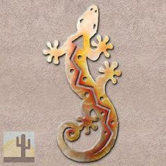 165034 - 30-inch extra large S-Shaped Gecko 3D Metal Wall Art in a vibrant sunset swirl finish