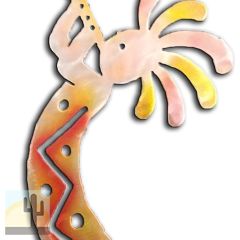 165063 - 24-inch large Kokopelli Trumpeter Facing Left 3D Metal Wall Art in a vibrant sunset swirl finish