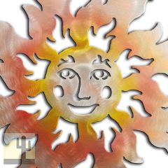 165071 - 12-inch small Smiling Sun Face 3D Metal Wall Art in a vibrant sunset swirl finish