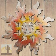 165072 - 18-inch medium Smiling Sun Face 3D Metal Wall Art in a vibrant sunset swirl finish