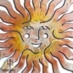 165081 - 12-inch small Sprite Sun Face 3D Metal Wall Art in a vibrant sunset swirl finish