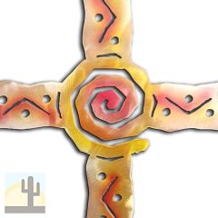 165091 - 12-inch small Spiral Cross 3D Metal Wall Art in a vibrant sunset swirl finish