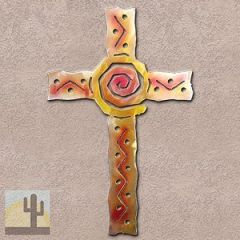 165094 - 30-inch extra large Spiral Cross 3D Metal Wall Art in a vibrant sunset swirl finish