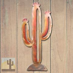 165102 - 18-inch medium Saguaro Cactus 3D Metal Wall Art in a vibrant sunset swirl finish