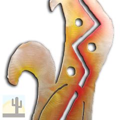 165131 - 12-inch small Howling Coyote Facing Right 3D Metal Wall Art in a vibrant sunset swirl finish