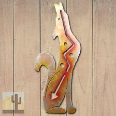 165132 - 18-inch medium Howling Coyote Facing Right 3D Metal Wall Art in a vibrant sunset swirl finish