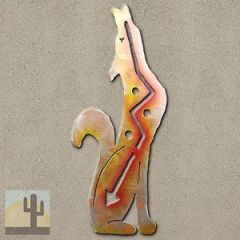 165133 - 24-inch large Howling Coyote Facing Right 3D Metal Wall Art in a vibrant sunset swirl finish