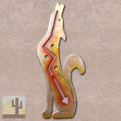 165144 - 30-inch extra large Howling Coyote Facing Left 3D Metal Wall Art in a vibrant sunset swirl finish