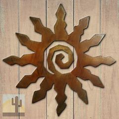165152 - 18-inch medium 12-Point Spiral Sunburst 3D Metal Wall Art in a rich rust finish