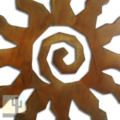 165153 - 24-inch large 12-Point Spiral Sunburst 3D Metal Wall Art in a rich rust finish