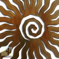 165164 - 30-inch extra large 24-Ray Sunburst 3D Metal Wall Art in a rich rust finish