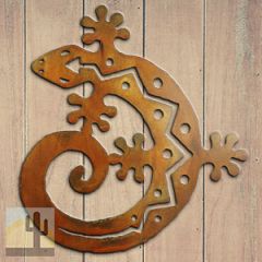 165172 - 18-inch medium C-Shaped Gecko 3D Metal Wall Art in a rich rust finish
