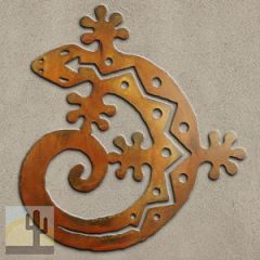 165173 - 24-inch large C-Shaped Gecko 3D Metal Wall Art in a rich rust finish