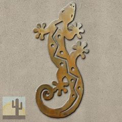 165183 - 24-inch large S-Shaped Gecko 3D Metal Wall Art in a rich rust finish