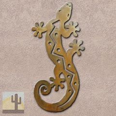 165184 - 30-inch extra large S-Shaped Gecko 3D Metal Wall Art in a rich rust finish