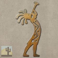 165203 - 24-inch large Kokopelli Trumpeter Facing Right 3D Metal Wall Art in a rich rust finish