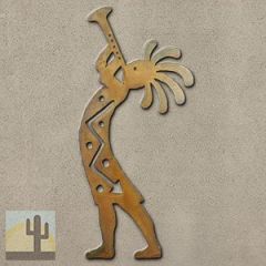 165213 - 24-inch large Kokopelli Trumpeter Facing Left 3D Metal Wall Art in a rich rust finish