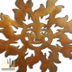 165222 - 18-inch medium Smiling Sun Face 3D Metal Wall Art in a rich rust finish
