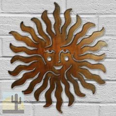 165231 - 12-inch small Sprite Sun Face 3D Metal Wall Art in a rich rust finish