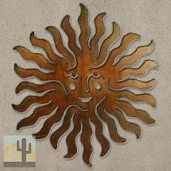 165233 - 24-inch large Sprite Sun Face 3D Metal Wall Art in a rich rust finish
