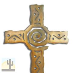 165243 - 24-inch large Spiral Cross 3D Metal Wall Art in a rich rust finish