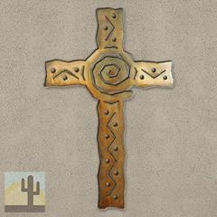 165243 - 24-inch large Spiral Cross 3D Metal Wall Art in a rich rust finish