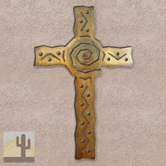 165244 - 30-inch extra large Spiral Cross 3D Metal Wall Art in a rich rust finish