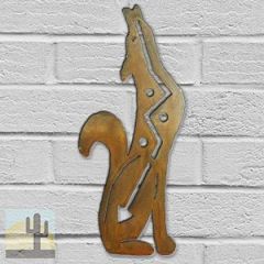 165281 - 12-inch small Howling Coyote Facing Right 3D Metal Wall Art in a rich rust finish