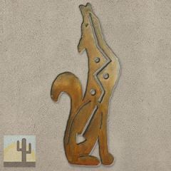 165283 - 24-inch large Howling Coyote Facing Right 3D Metal Wall Art in a rich rust finish