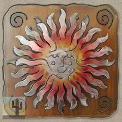 165383 - 27-inch large Sprite Sun Face Panel 3D Metal Wall Art in a vibrant sunset swirl finish