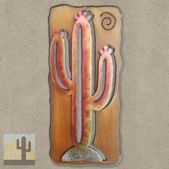 165403 - 27-inch large Saguaro Cactus Panel 3D Metal Wall Art in a vibrant sunset swirl finish