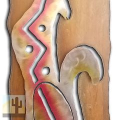 165443 - 27-inch large Howling Coyote Facing Left Panel 3D Metal Wall Art in a vibrant sunset swirl finish