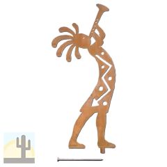 165552 - 24-inch large Kokopelli Trumpeter Yard Statue Facing Right in a rich rust finish