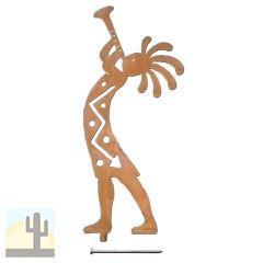 165562 - 24-inch large Kokopelli Trumpeter Yard Statue Facing Left in a rich rust finish