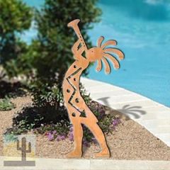 165562 - 24-inch large Kokopelli Trumpeter Yard Statue Facing Left in a rich rust finish