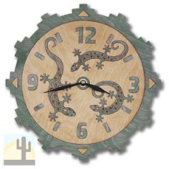 165742 - Lizards Sonoran Green Wood Inlay Clock