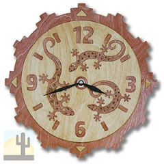 165743 - Lizards Tuscan Red Wood Inlay Clock