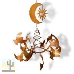 165810 - WS06RT19 16in Sun Moon and Birds Rustic Metal Hanging Wind Sculpture
