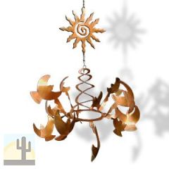 165813 - WS07RT19 16in Sun and Birds Rustic Metal Hanging Wind Sculpture