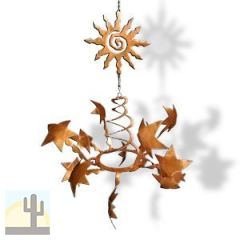 165818 - WS02RT19 16in Sun and Stars Rustic Metal Hanging Wind Sculpture