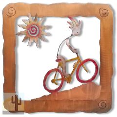 165845 - 13in Sm Kokopelli Cyclist Colorful Metal Wall Art