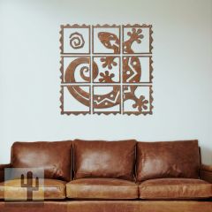 165861 - 35in Rustic Gecko Metal Mosaic Panels Wall Art