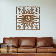 165863 - 35in Rustic Sun Metal Mosaic Panels Wall Art