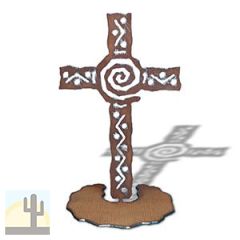165903 - 7in Rustic Metal Table Top Sculpture - Southwest Cross