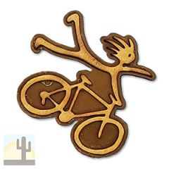 166204 - 3in End Cyclist Wood on Metal Magnet
