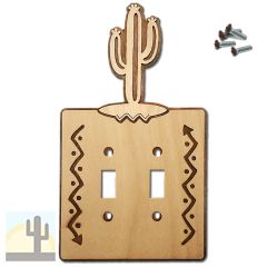 167112S -  Saguaro Cactus Southwestern Decor Double Standard Switch Plate in Natural Birch