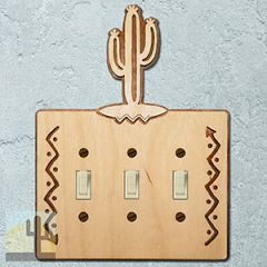 167113S -  Saguaro Cactus Southwestern Decor Triple Standard Switch Plate in Natural Birch