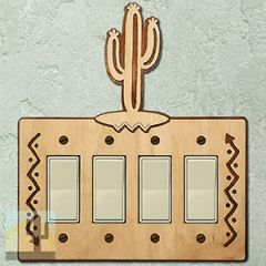 167114R -  Saguaro Cactus Southwestern Decor Quad Rocker Switch Plate in Natural Birch