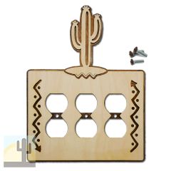 167116 -  Saguaro Cactus Southwestern Decor Triple Outlet Cover in Natural Birch